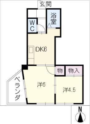 コンフォート小畑マンション(2DK/2階)の間取り写真
