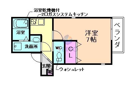 モダン・クラウドレジデンス阪大前(1K/1階)の間取り写真