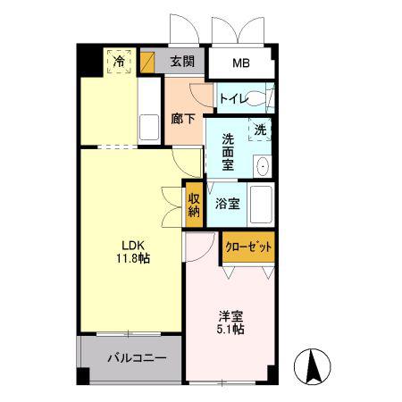 ベイコート東品川(1LDK/3階)の間取り写真