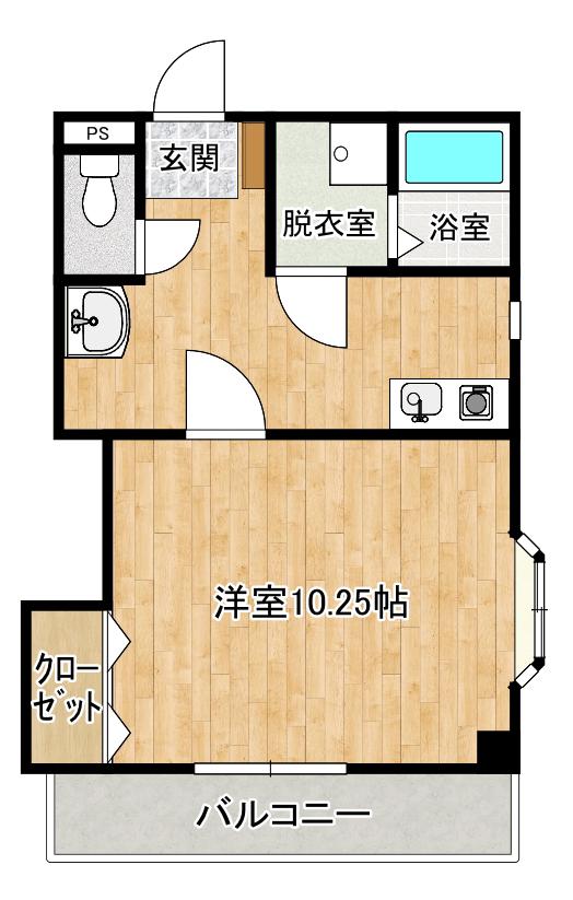 ライジングハウス(1K/3階)の間取り写真