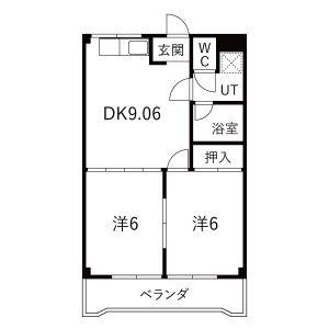 マンションいしはら(2DK/4階)の間取り写真