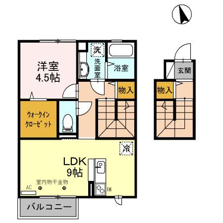 ファミィーユK(1LDK/2階)の間取り写真