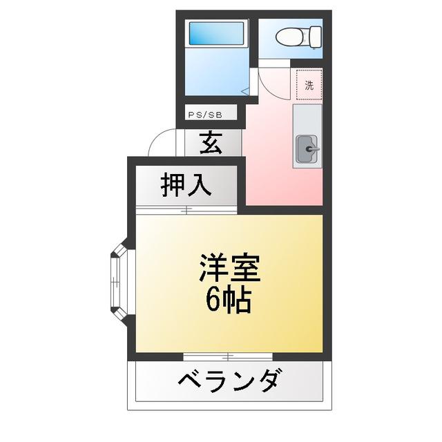 クリスタル浦和(1K/1階)の間取り写真