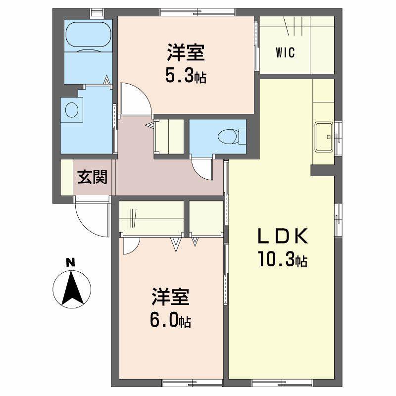 メゾン ブランシュ C棟(2LDK/1階)の間取り写真
