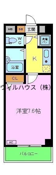 ヴィーブル三国ヶ丘(1K/4階)の間取り写真