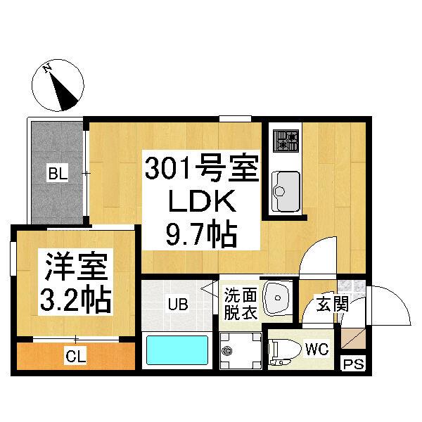レガリスト山王アクシス(1LDK/3階)の間取り写真