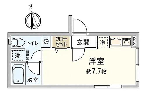 ドムス奥沢(ワンルーム/2階)の間取り写真