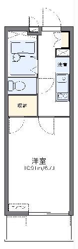 レオパレスノーブル シャトーII(1K/2階)の間取り写真