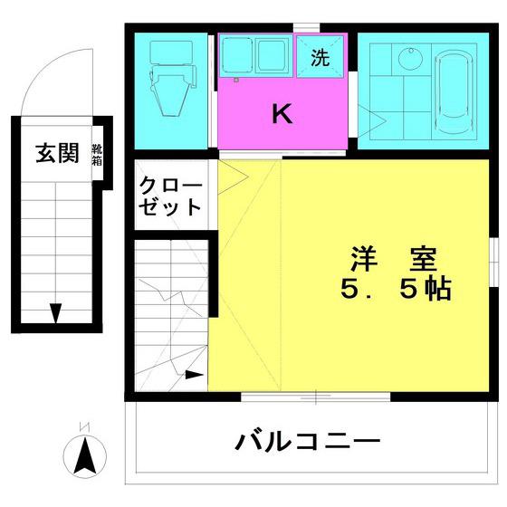 K-HOUSE 久我山(1K/2階)の間取り写真