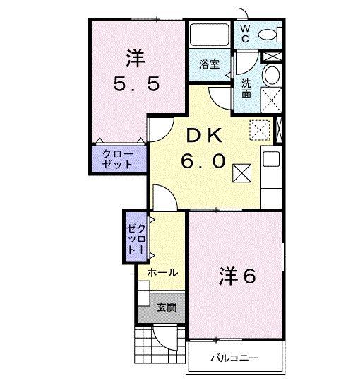 クラール・フリーデ(2DK/1階)の間取り写真