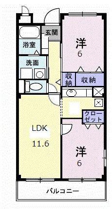 ドゥーメゾンK(2LDK/3階)の間取り写真