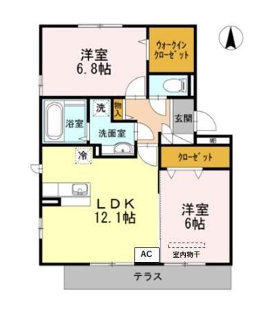 マジェスティックアン I棟(2LDK/1階)の間取り写真