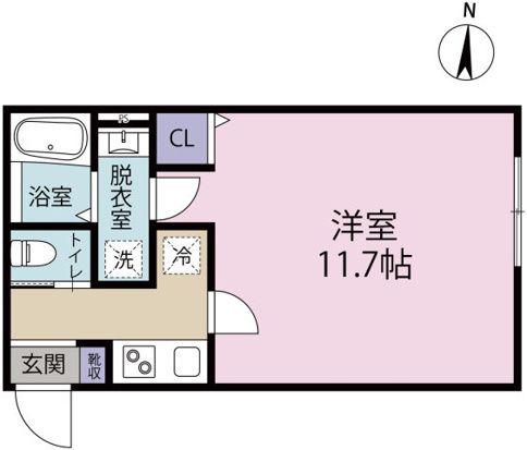 茅ヶ崎市元町アパート(1K/2階)の間取り写真