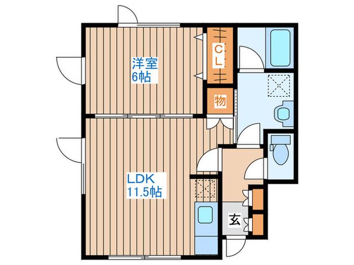 スワインガームB(1LDK/2階)の間取り写真