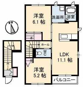 メゾンピアー(2LDK/2階)の間取り写真