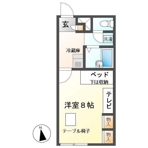 レオパレスKITAICHI(1K/2階)の間取り写真