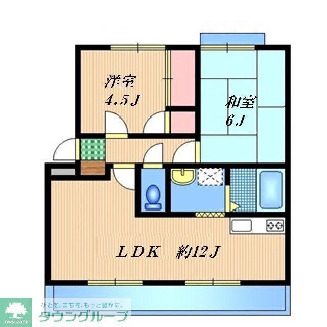SUNハイツ A棟(2LDK/2階)の間取り写真