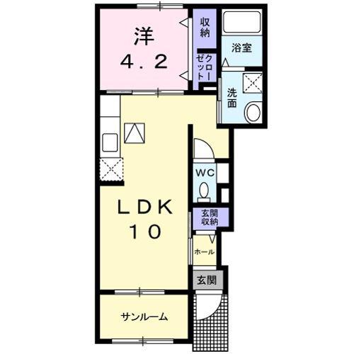 アルカンシエル(1LDK/1階)の間取り写真