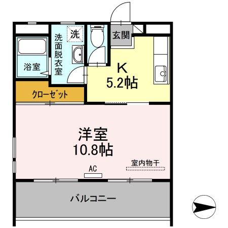 ラベンダー日向(1K/2階)の間取り写真