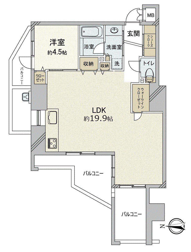 ルミノ平和町(1LDK/12階)の間取り写真