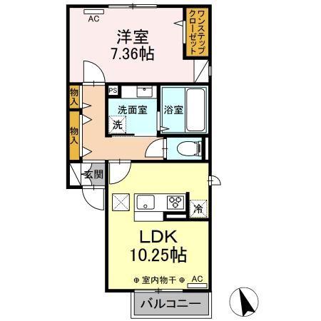 グランドゥール I(1LDK/1階)の間取り写真