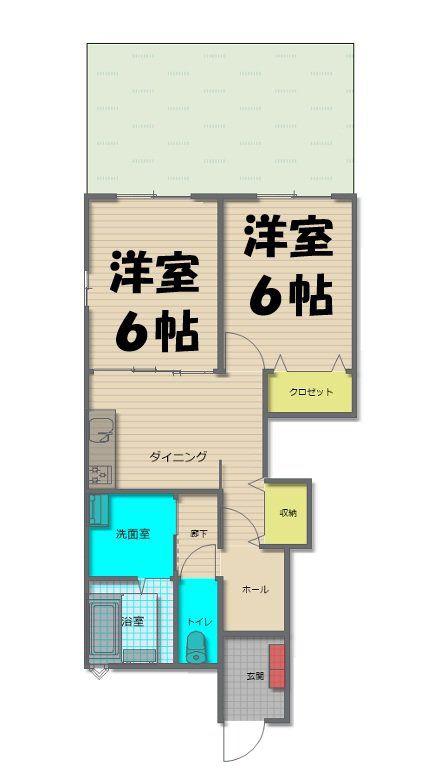 ヴィアンローズ(2DK/1階)の間取り写真