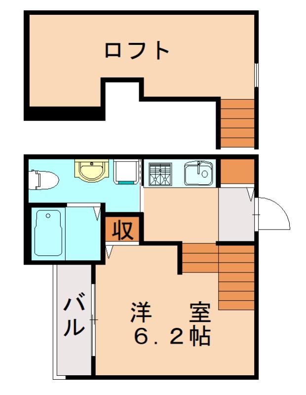 プランタン箱崎(ワンルーム/1階)の間取り写真