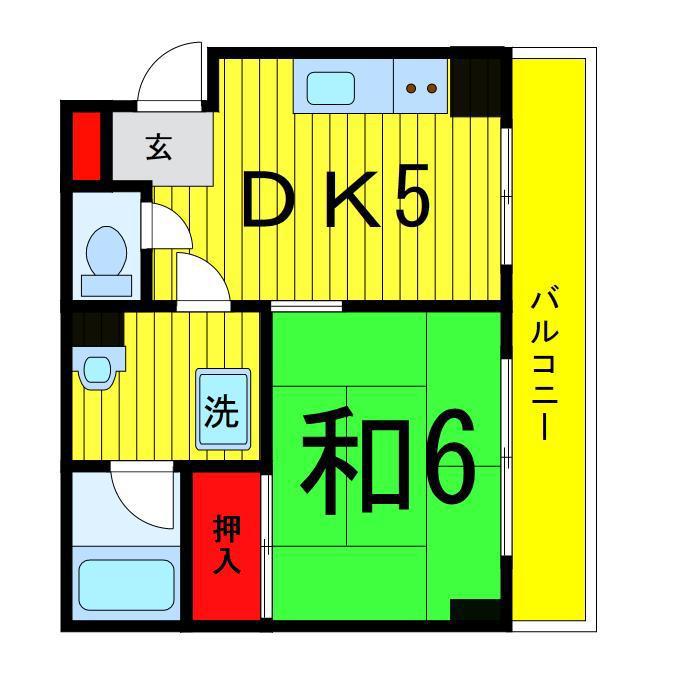 シュガービル(1DK/4階)の間取り写真