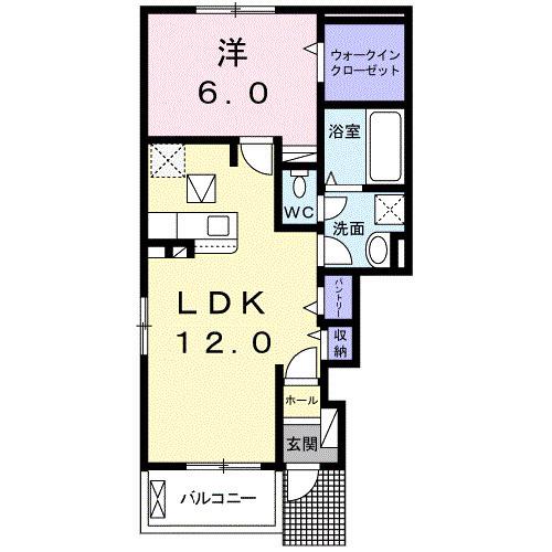 近鉄名古屋線 川越富洲原駅 徒歩6分 2階建 築6年(1LDK/1階)の間取り写真