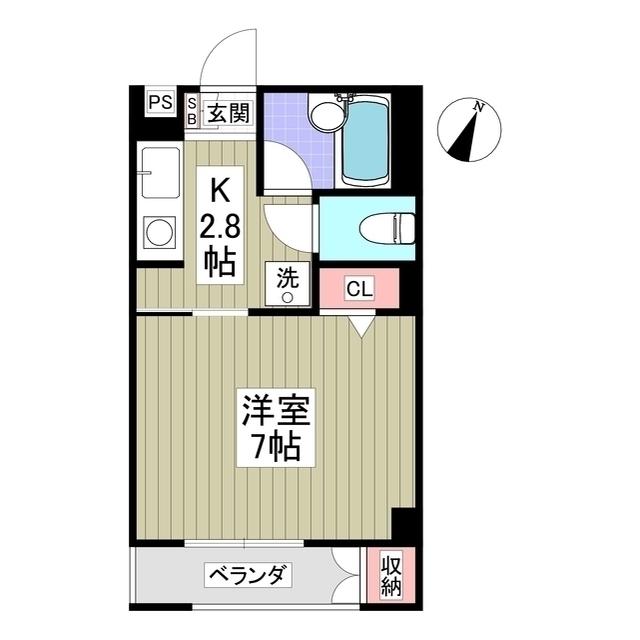 メゾンK2(1K/1階)の間取り写真