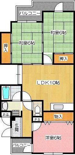 マンションアメニティ PARTII(3LDK/3階)の間取り写真