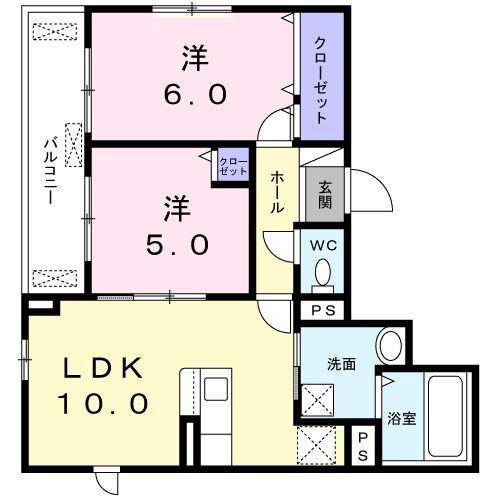 メゾン・ド・ルボア(2LDK/3階)の間取り写真