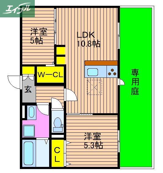 ラ フィオーレ(2LDK/1階)の間取り写真