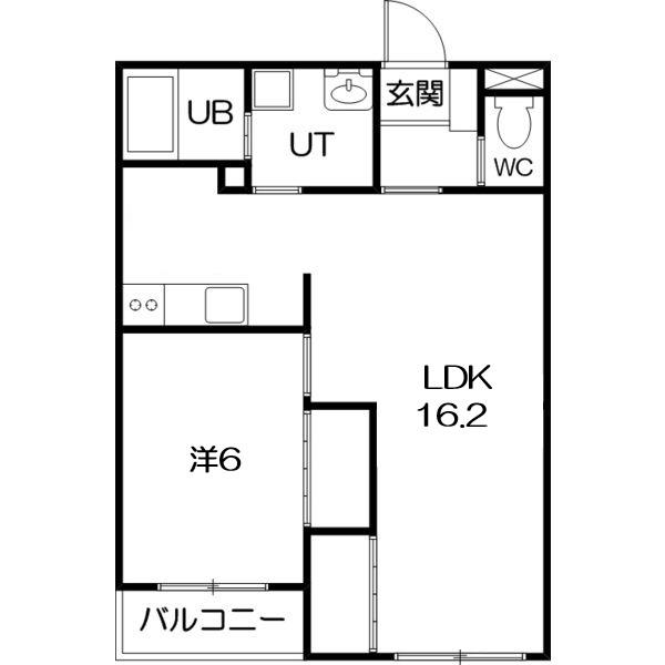 ロイヤルシティ月寒(1LDK/2階)の間取り写真