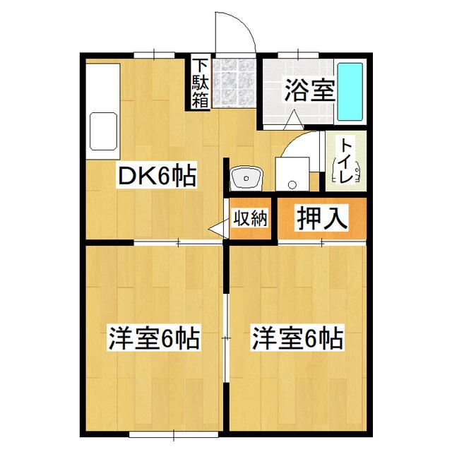 中野ハイツA棟(2DK/1階)の間取り写真