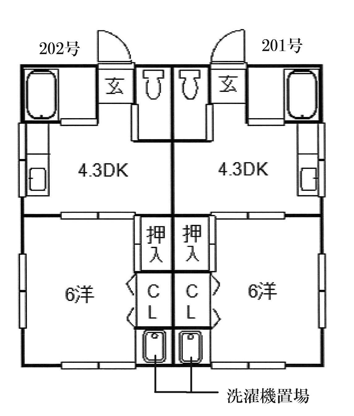 メゾン東邦I(1DK/2階)の間取り写真