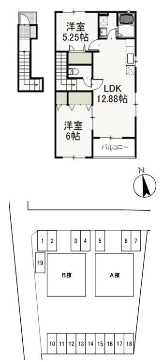 グランクレストA(2LDK/2階)の間取り写真