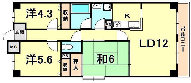 ドミールタワー幸大(3LDK/11階)の間取り写真