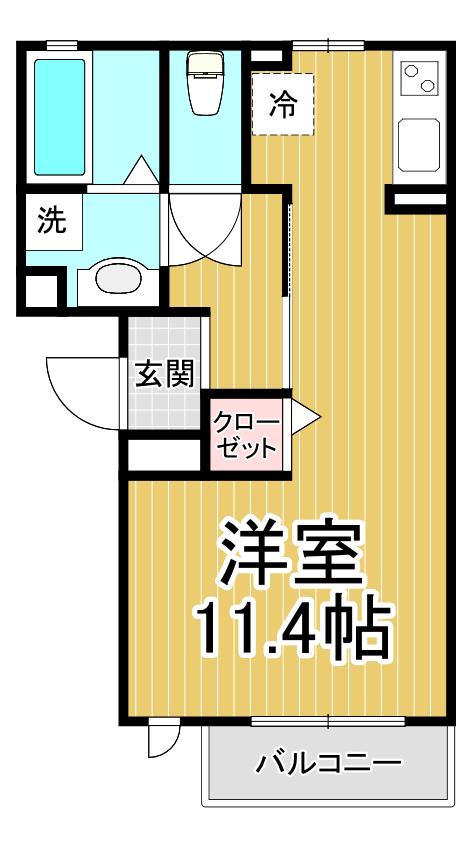 サンドルチェ(ワンルーム/2階)の間取り写真