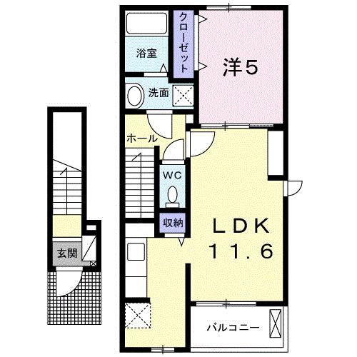 アルメールIII(1LDK/2階)の間取り写真