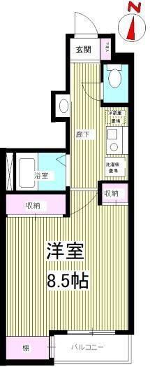 草加ハウス(1K/1階)の間取り写真