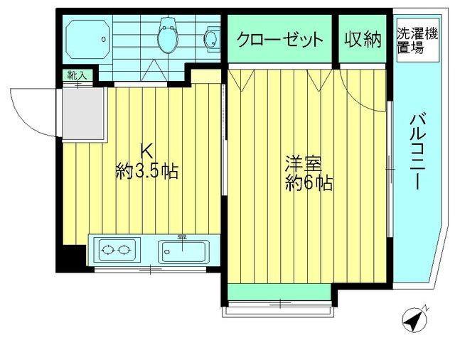 シャンポール清(1K/4階)の間取り写真