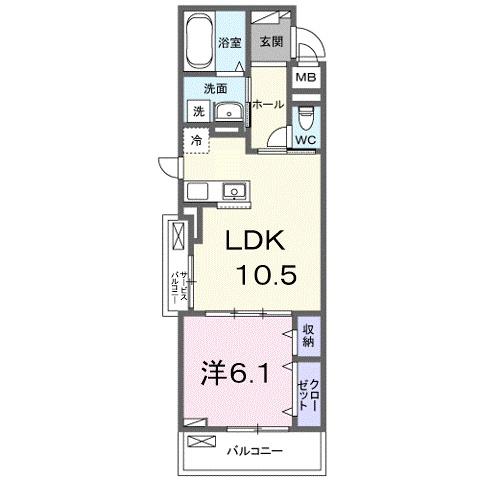 エルグランデSOU(1LDK/2階)の間取り写真