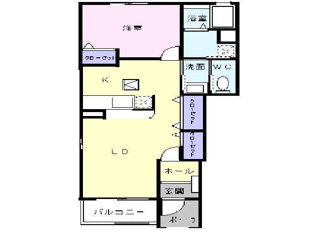 メゾン・アムールE(1LDK/1階)の間取り写真