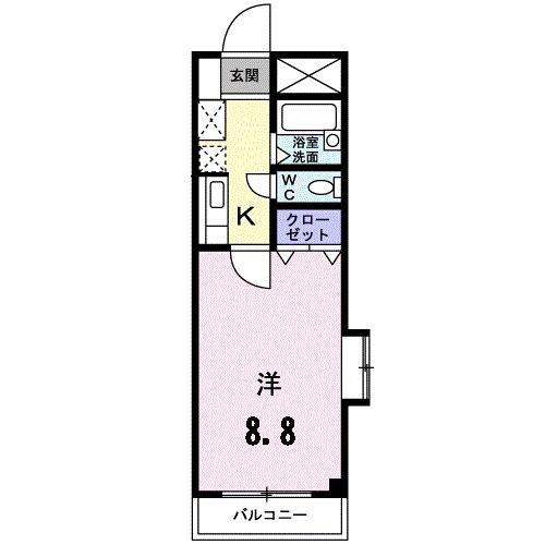 パークサイド(1K/2階)の間取り写真