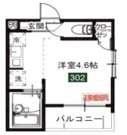メルディア生麦4丁目Ⅱ(ワンルーム/3階)の間取り写真