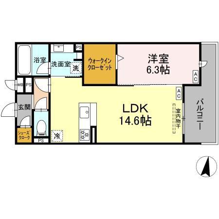 CENTURY GROVE 守山(1LDK/2階)の間取り写真
