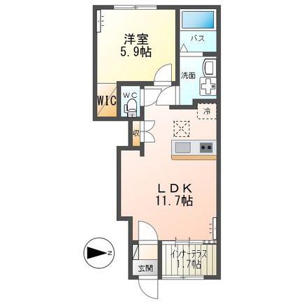 日立市水木町2丁目アパート(1LDK/1階)の間取り写真