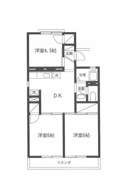 クレスト南越谷(3DK/2階)の間取り写真