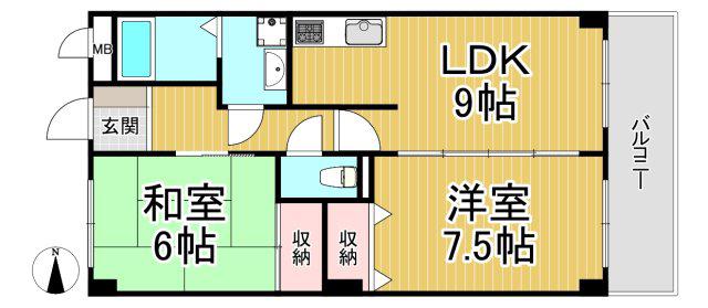 レジデンス・ハヤシ(2LDK/3階)の間取り写真